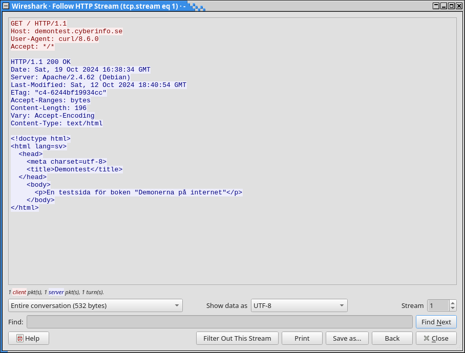 HTTP-trafik i Wireshark